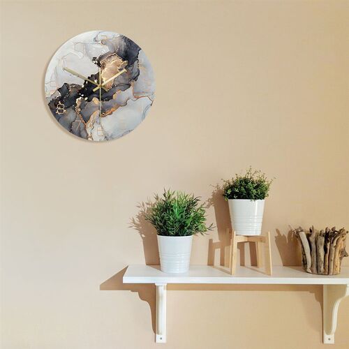Abstract Alcohol Ink Printed Wall Clock Modern Art Marble Te