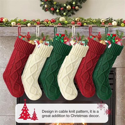 Christmas Stockings For Kids Large Size Cable Knit Stocking