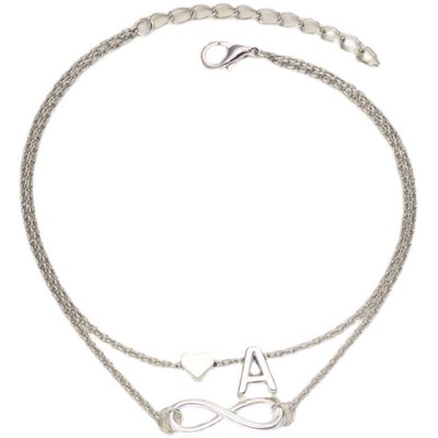 heart letter anklet women summer beach foot jewelry gift