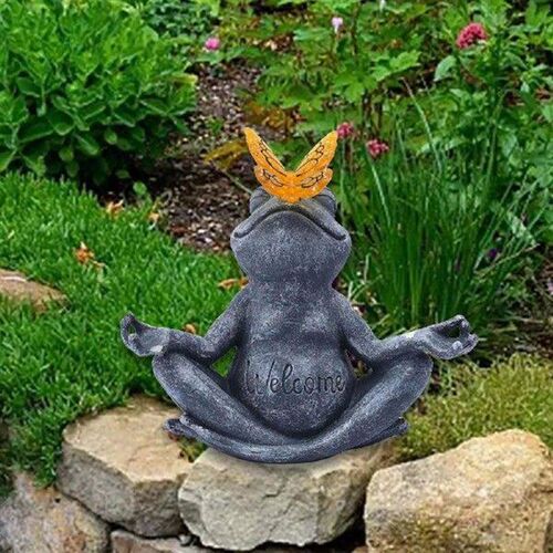 Yoga Frog Statue Solar Light Water Resistant Resin