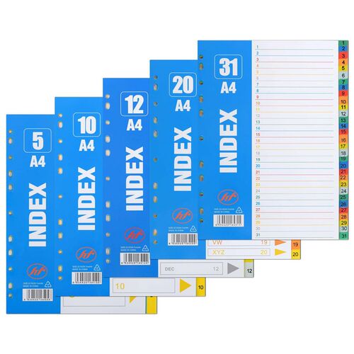 20 Pcs A4 Separated Loose Leaf Plastic Binder Tabs Office