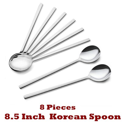 Korean Spoon Table Soup Spoons Long Handle Flatware Kitchen