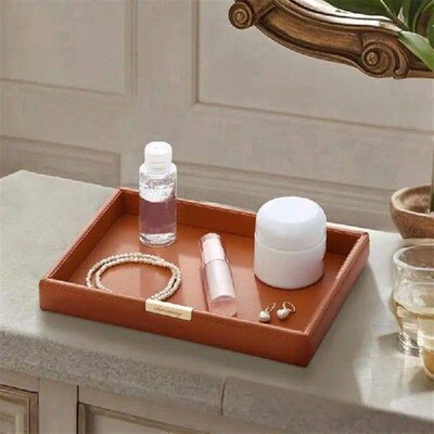 Leather Tray Desk Tray Multifunctional Bedside Organizers