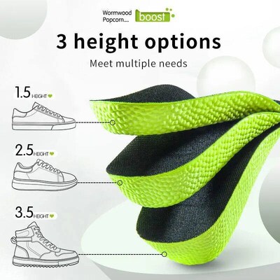 1Pair Height Increase Insoles for Men Women Shoes Flat Feet