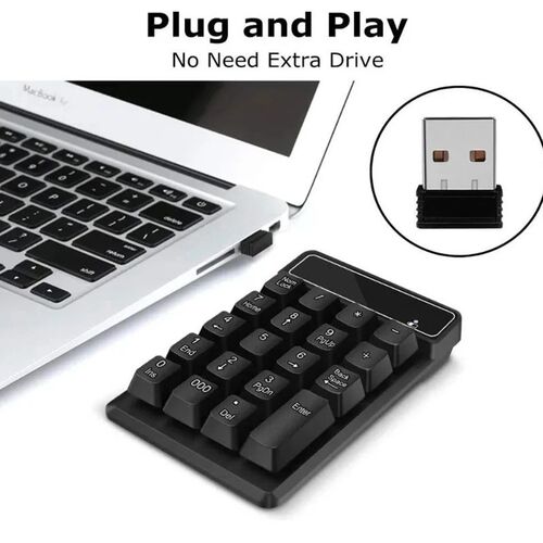 2.4G Numeric Keypad Silent 19 Keys USB Keypads, Portable Fin