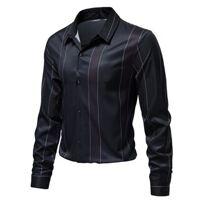 -European version mens business bottoming shirt youth dark