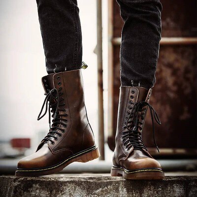 Lovers Popular Motocycle Boots Men Winter High-Top Combat Bo