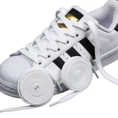 1 Pair Black White Shoe Lace Flat Double Woven Anti-lip Poly