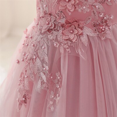 New Princess Girls Dress 2023 Summer Lace Bridesmaid Party D