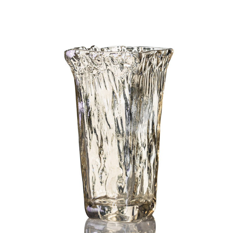 西班牙风格岩纹玻璃花瓶 水晶厚重大口玻璃花瓶客厅插花鲜花水培,家居饰品,花瓶,淘宝优惠券,粉丝福利购,淘宝优惠卷