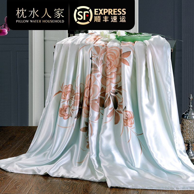 枕水人家100%手绘真丝被桑蚕丝婚庆床上用品被罩单人人,床上用品,被套,淘宝优惠券,粉丝福利购,淘宝优惠卷