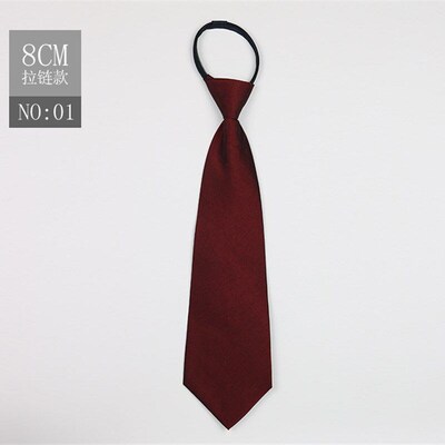 Ladies Zipper Tie Pure Black Blue Red Formal Uniform Lazy Ea