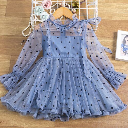 3-8 Year Polka-dot Girls Princess Dress For Kids Spring Autu