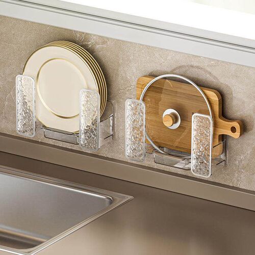 Wall-mounted multifunctional pot lid holder and kitchen stor
