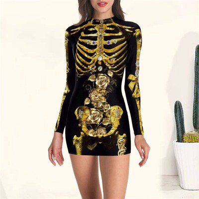Crew Neck H Shape Bloody Nurse Costume Dress Gothic Style
