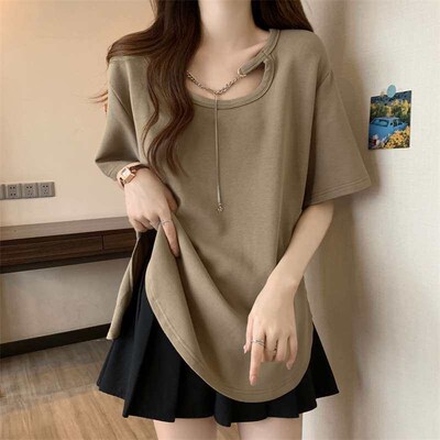 L womens clothing, summer fat, mm, shoulder hollowed-out sh