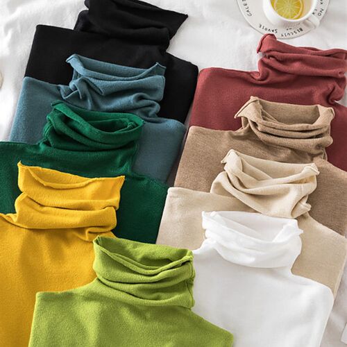 Turtleneck Women Sweaters 2023 Autumn Winter Sweater Knitted