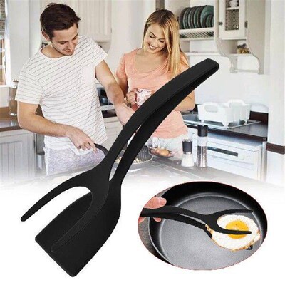 2 In 1 Steak Spatula Tongs Toast Pancake Egg Flip Tongs