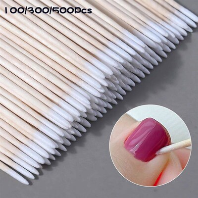 100/300/500Pcs Nails Wood Swab Cleaning s Bud Tip Wooden Cot
