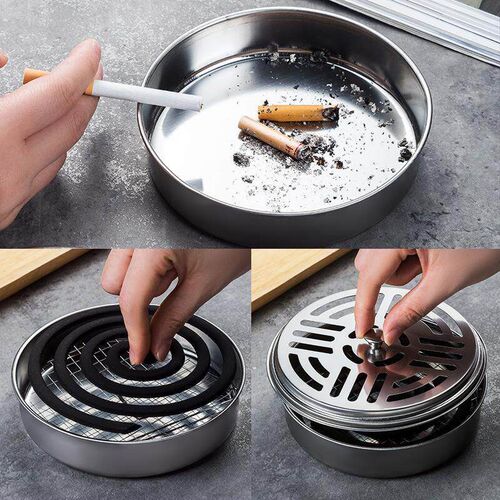 Stainless Steel Mosquito Coil Holder Tray with Lid, Ash Catc