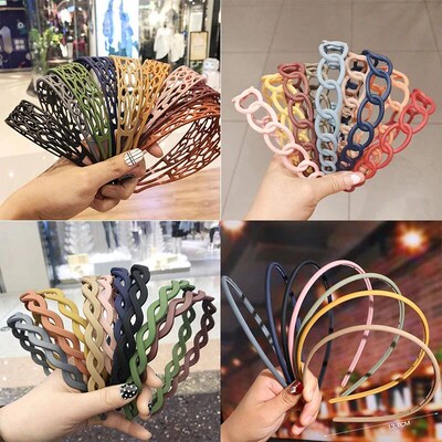Frosted Matte Hollow Headbands Solid Color Plastic No-Slip T