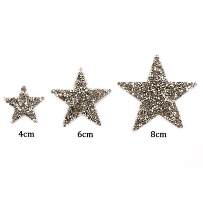 4/6/8cm Hotfix Jet Hematite Star Rhinestone Mixed Embroidere