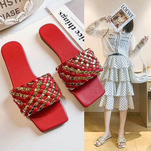Slippers Womens Fashionable Outer Wear New Summer Woven Fla
