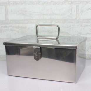 30不锈钢印章箱财务放章盒子小箱子带锁扣儿童存钱箱收银箱钱罐