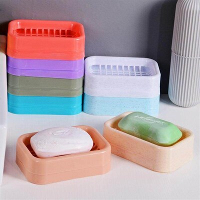 Cute and Creative No-Drill Soap Box with Drainage Grid, Doub