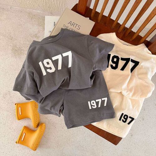 Childrens Cotton Suit Summer New Boys and Girls Digital Sho