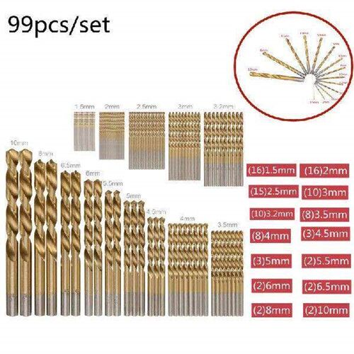 50pcs/60pcs/99pcs HSS Twist Drill Bits 1.0MM-3.5MM High
