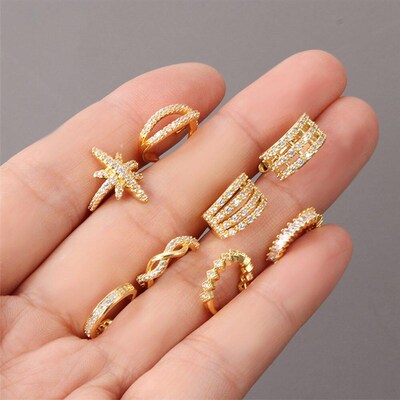 1PC Helix Cartilage False Piercing Adjustable Ear Cuff Cz Ea