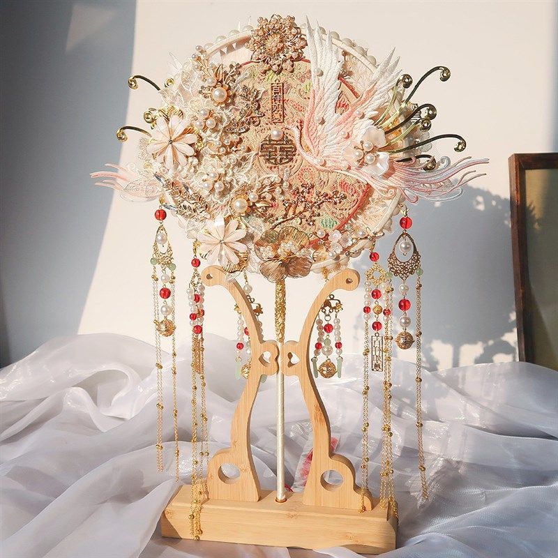 面色重工团扇新娘结婚diy材料古风手工成品秀禾高级遮面喜扇,家居饰品,工艺扇/团扇/喜扇/折扇,淘宝优惠券,粉丝福利购,淘宝优惠卷