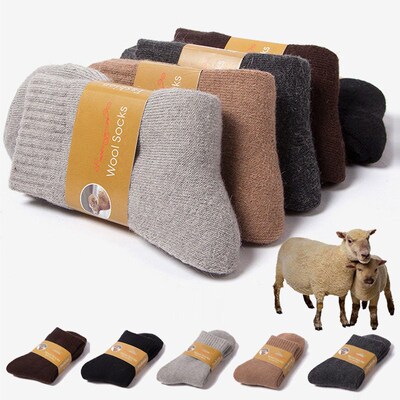 Thick Wool Socks Mens Solid Lor Casual Terry Socks Tube Soc