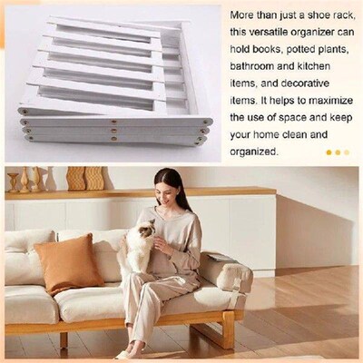 Bamboo Shoe Rack For Entryway - Foldable, Narrow Organizer