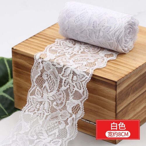 8cm Spandex Lace Elastic Crafts Sewing Ribbon White Black Sr