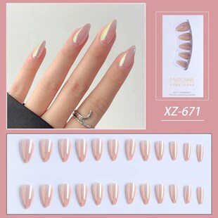 24pcs Aurora Stiletto Set Fake Press Nails Short Almond