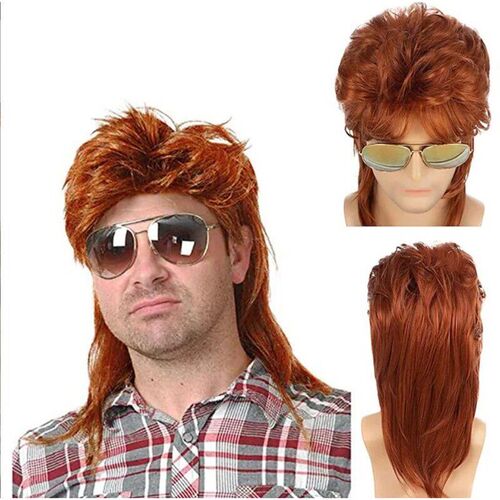 Mens Blue-brown Short Straight Hair Wig Mens Full Head ver