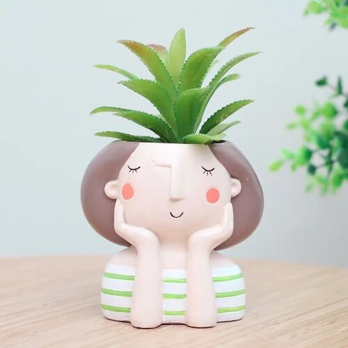 Resin Flower Pots Cute Girl Decorative Vase Plant Pots Creat