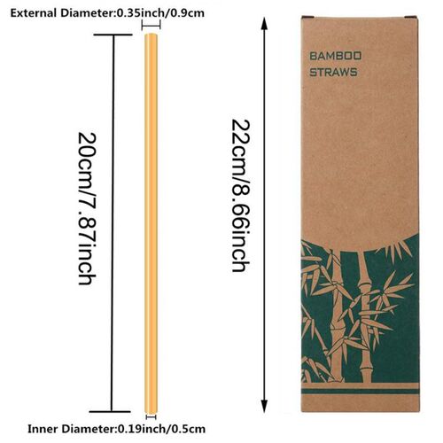 10 Pcs Natural Bamboo Straws Environmentally Friendly Bamboo