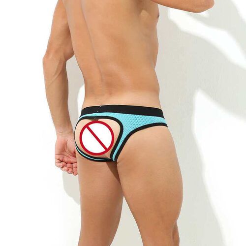 Mens Underwear Briefs Mesh Sexy Briefs Rear Empty Hip Low W