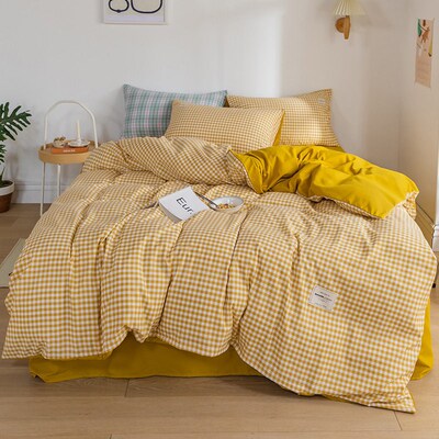 Ins Plaid Four-piece Skin-friendly Fashion Simple Bed Sheet