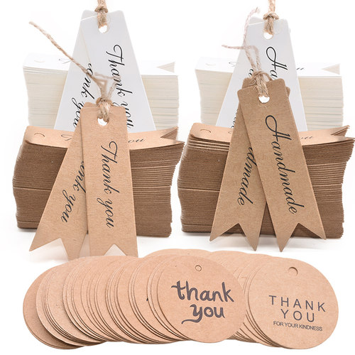 100pcs Handmade Thank You Tag Kraft Paper Gift Tag Label Jut