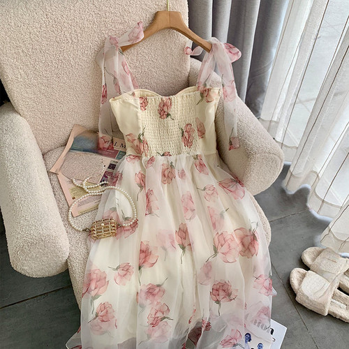 WDMSNA French Suspender Dress for Women New Fairy Style