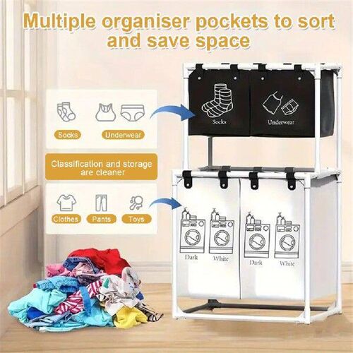 Laundry Sorter Basket Laundry Storage Hamper 2/3 Layer