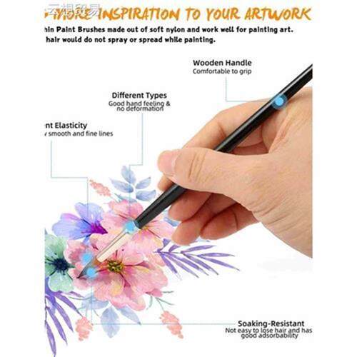 12pcs Paint Brushes Set Professional Paint Brush Round Point