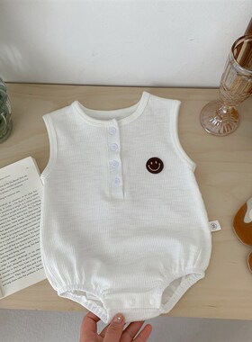 Infant Summer Clothing 2025 Thin Open Button Sleeveless Romp