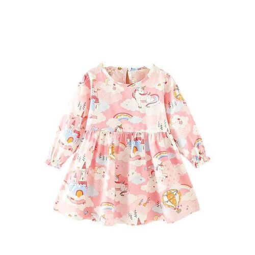 2-6year Girls Dress Cartoon printing 2023 Autumn long sleev