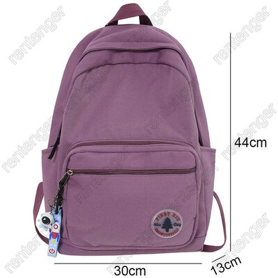 Girl Solid Color Fashion School Bag College Student Women Ba