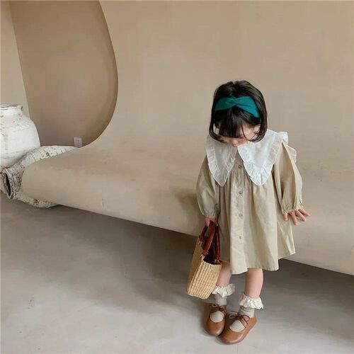 8486 Girls Clothes Casual Dress Autumn 2023 New Korean Cotto